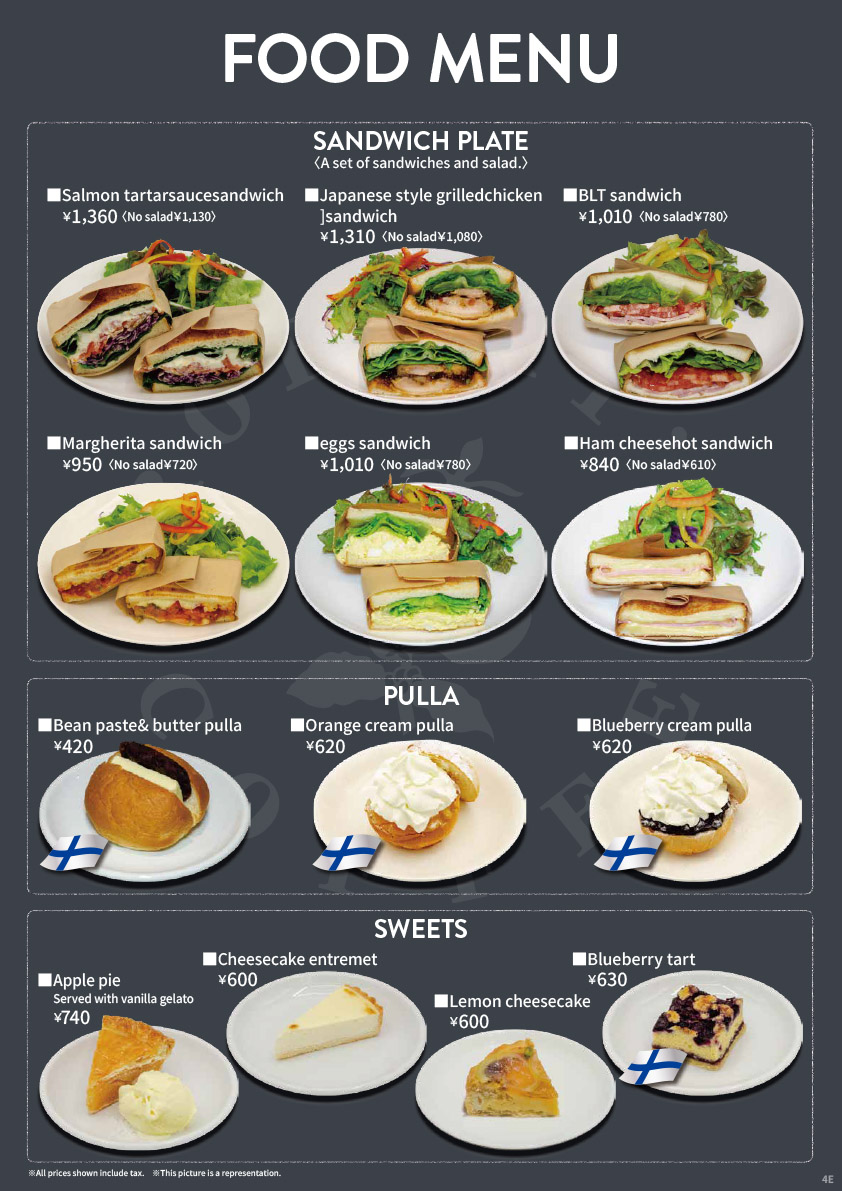 SORATOS FOOD MENU１